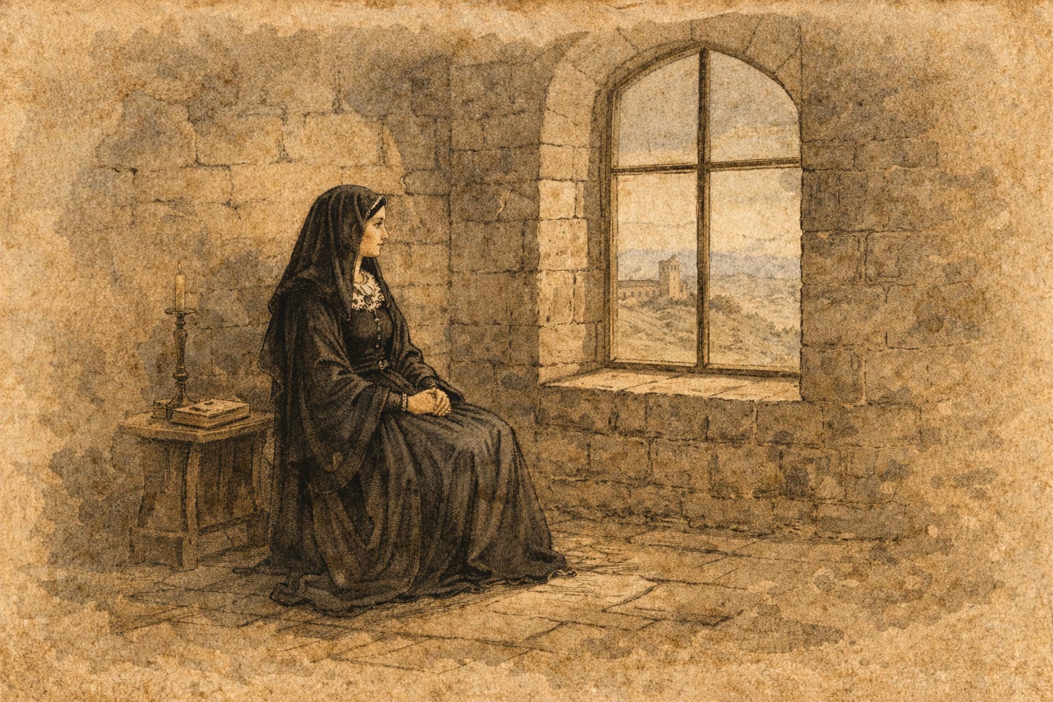 Juana I de Castilla recluida en Tordesillas