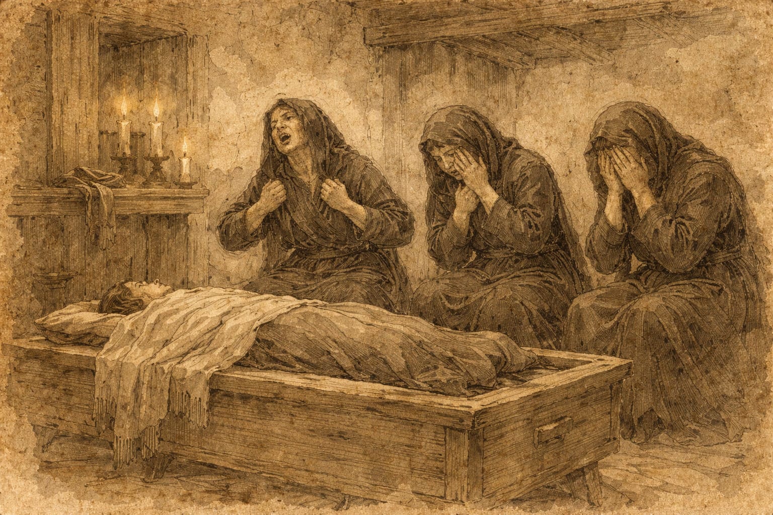 Llanto de unas plañideras en el funeral